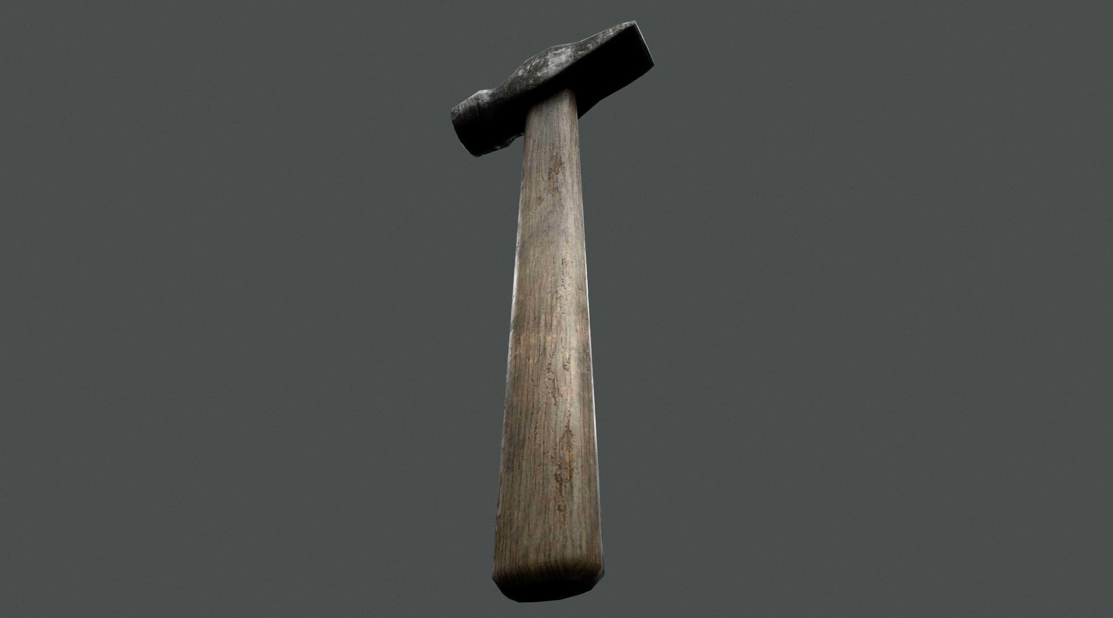 Old hammer Low-poly 3D model_4
