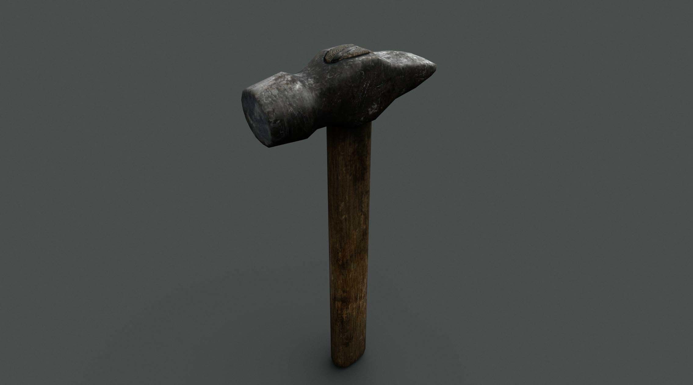 Old hammer Low-poly 3D model_2