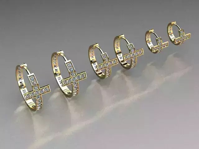 3 croos hoop earrings in diffrent size