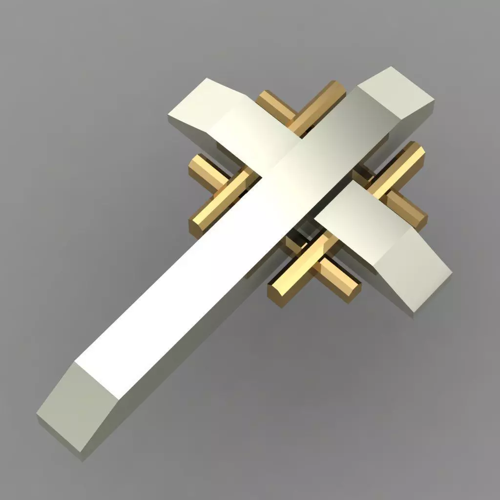 CHRISTIAN CROSS NECKLACE WITH GOLD INSERTS Free 3D print model_0