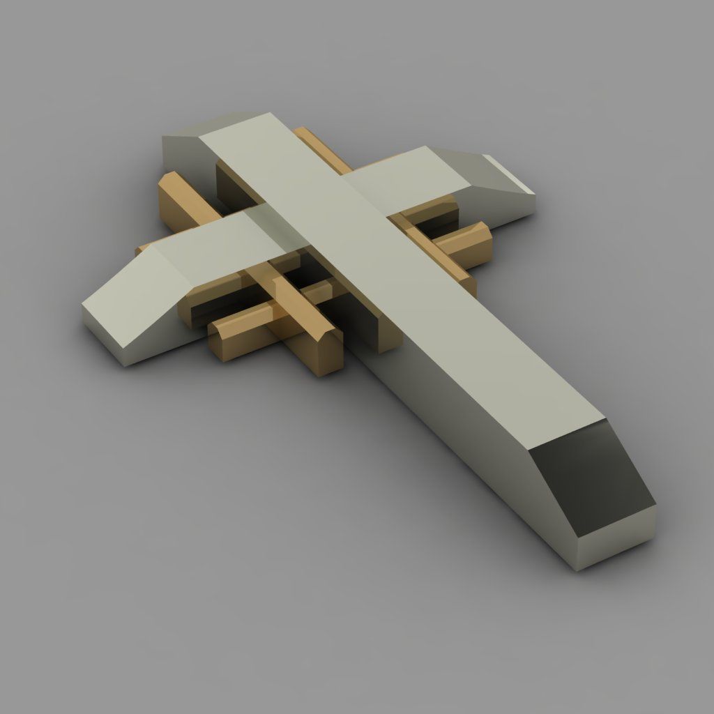 CHRISTIAN CROSS NECKLACE WITH GOLD INSERTS Free 3D print model_1