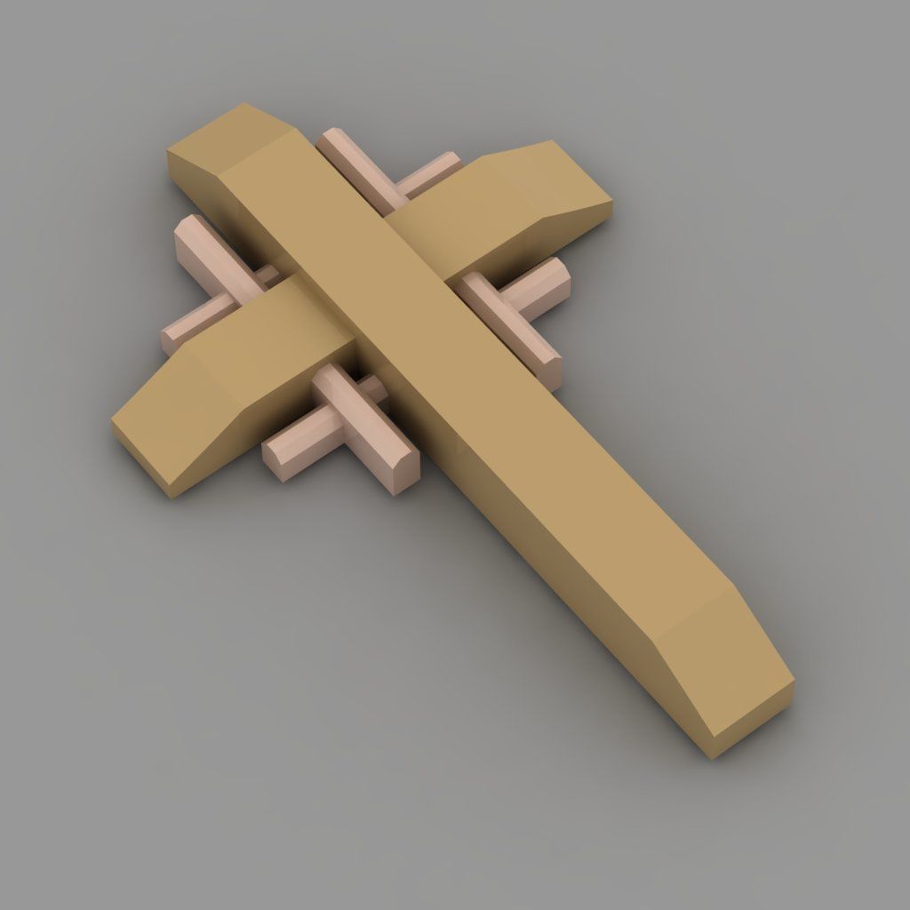 CHRISTIAN CROSS NECKLACE WITH GOLD INSERTS Free 3D print model_2