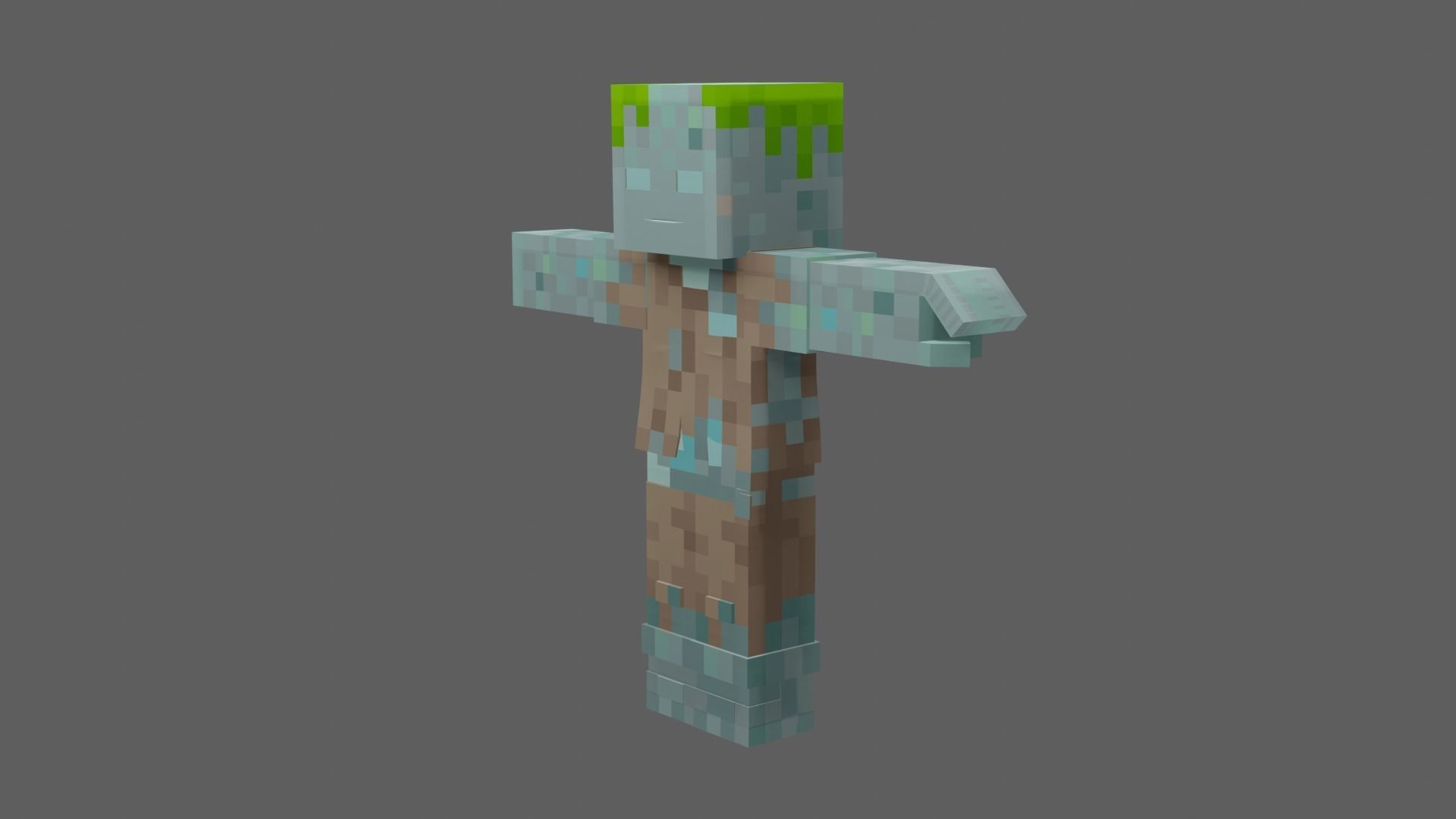 Minecraft Drowned Low-poly 3D model_26