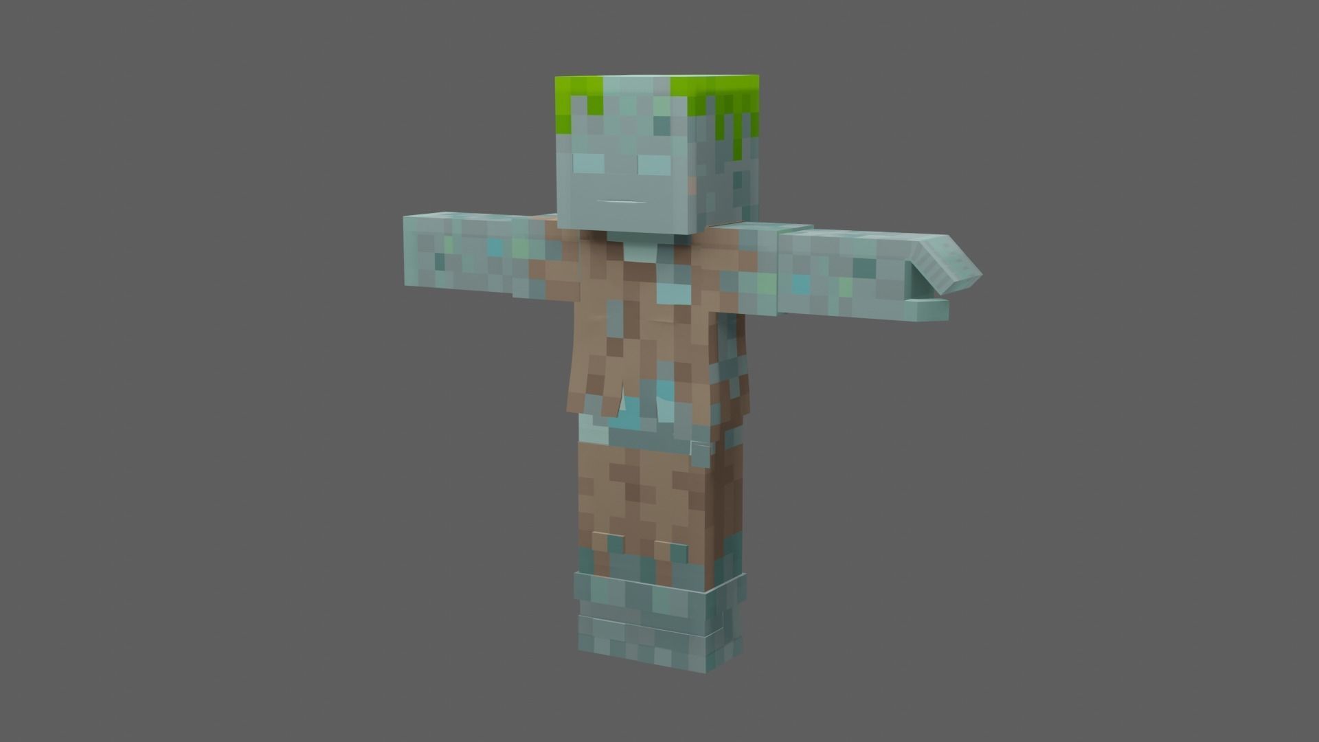 Minecraft Drowned Low-poly 3D model_21