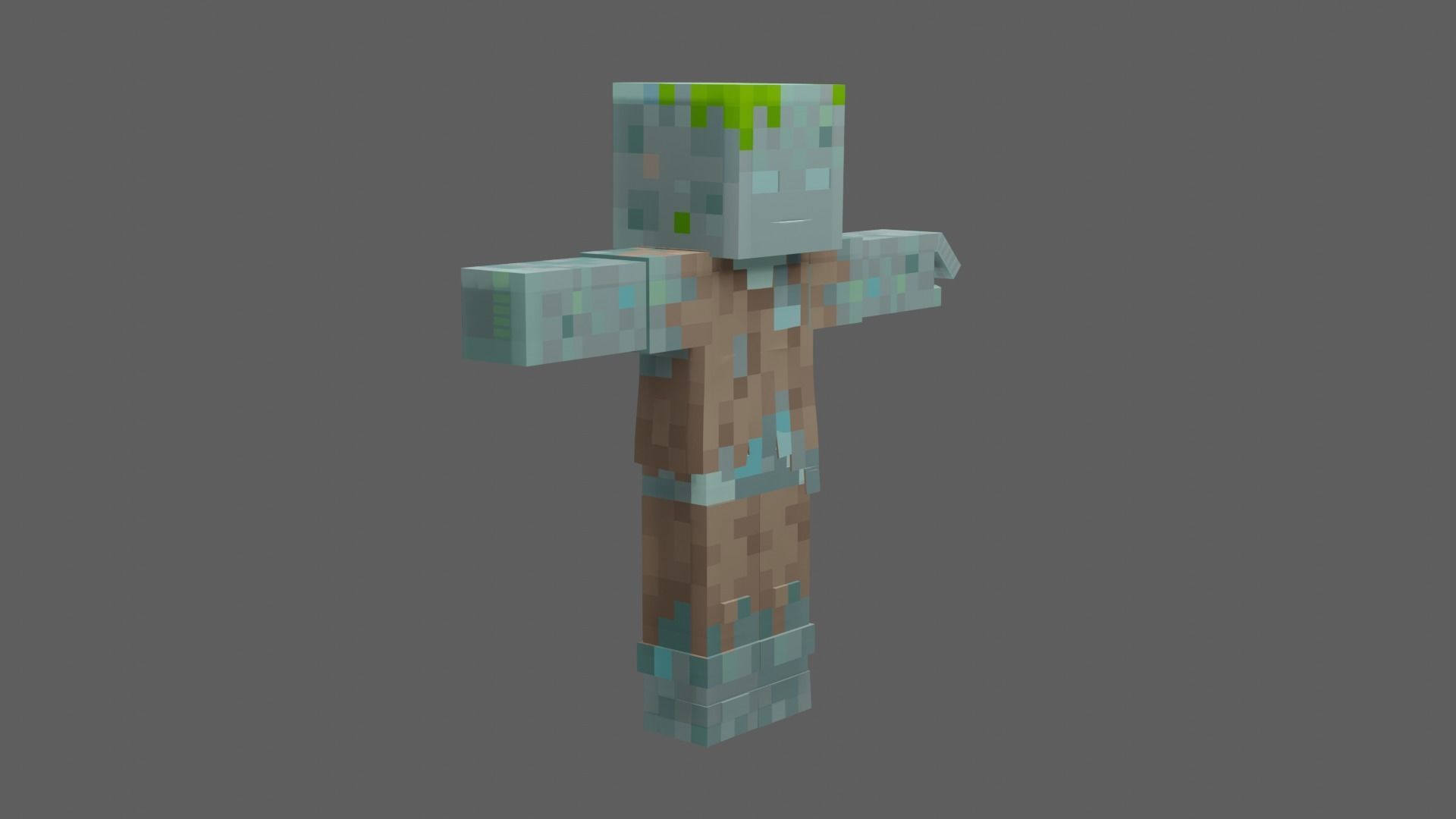 Minecraft Drowned Low-poly 3D model_16
