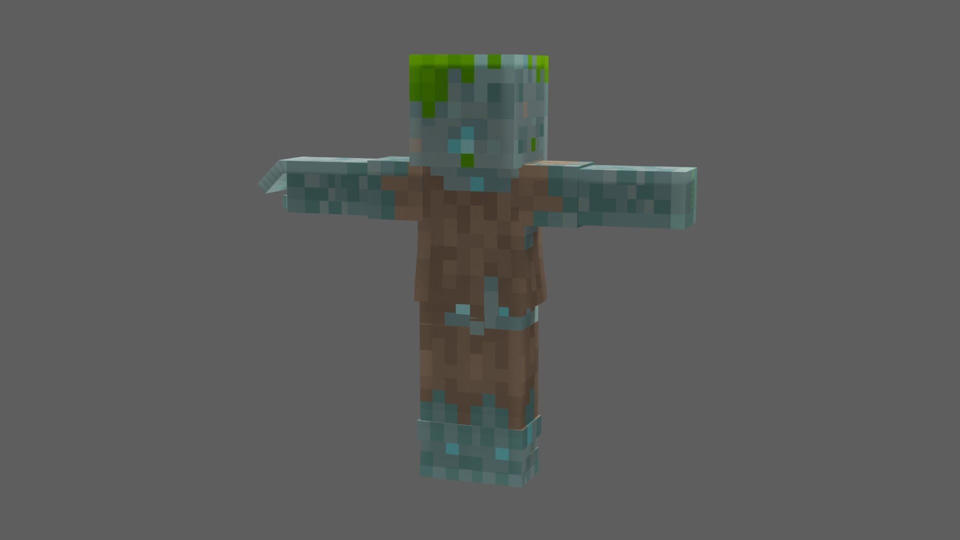 Minecraft Drowned Low-poly 3D model_9