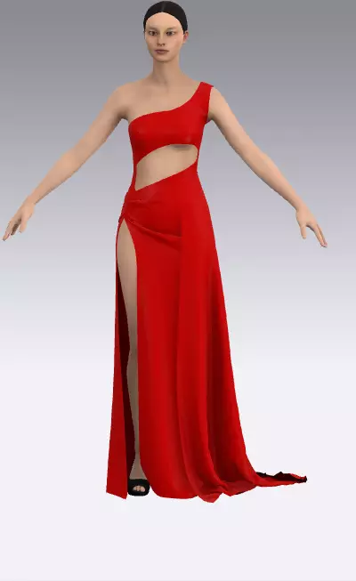 Dress asymetric belt paneled elastic slit skirt Low-poly 3D model