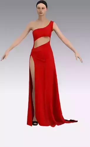 Dress  asymetric belt paneled elastic slit skirt 