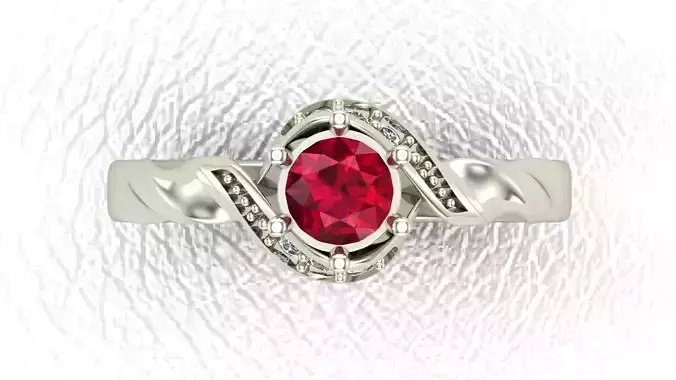 Twisted Gold And Diamond Engagement Ring 3D print model