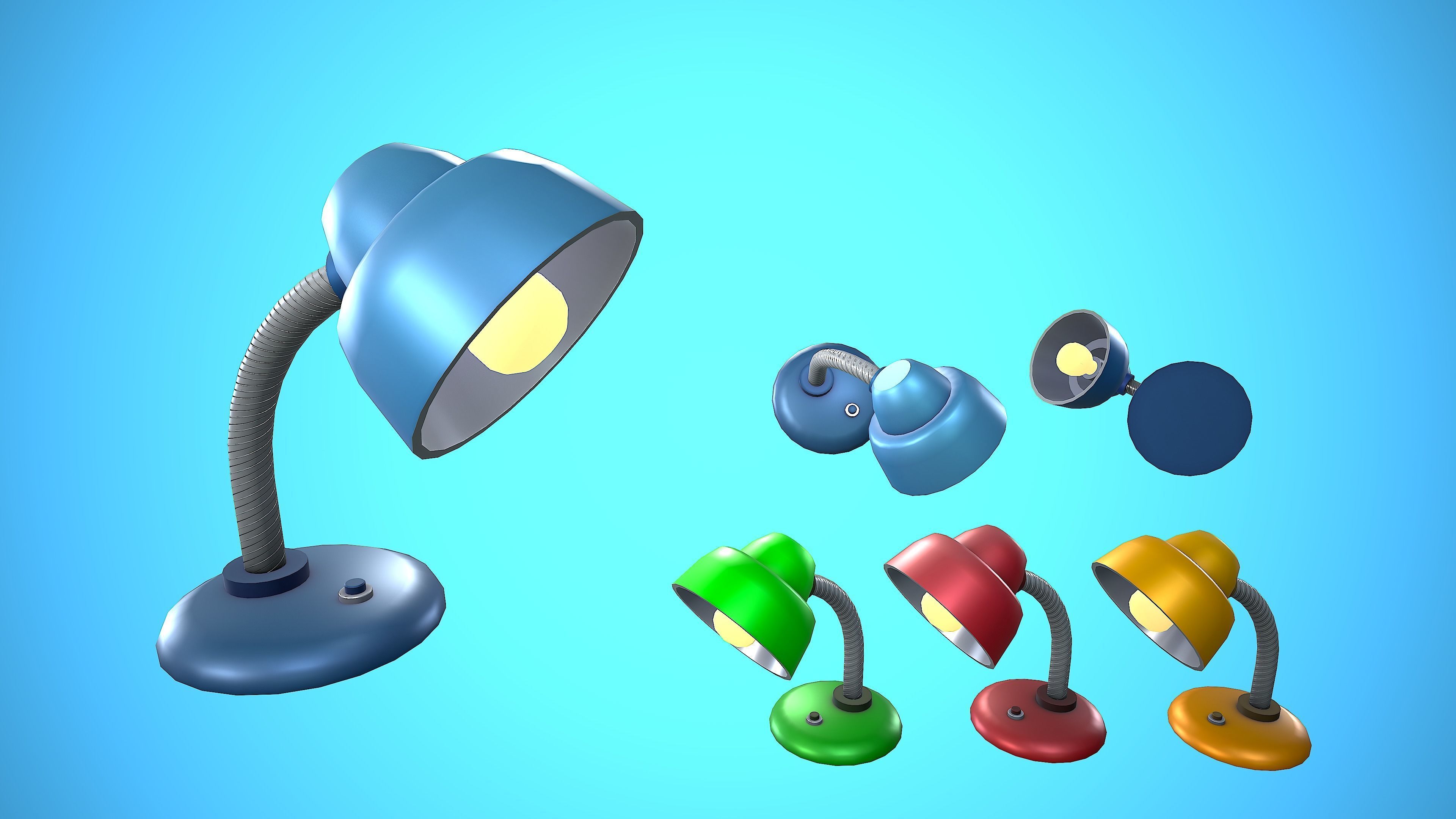 DESK LAMP CARTOON STYLIZED Low-poly 3D model_14