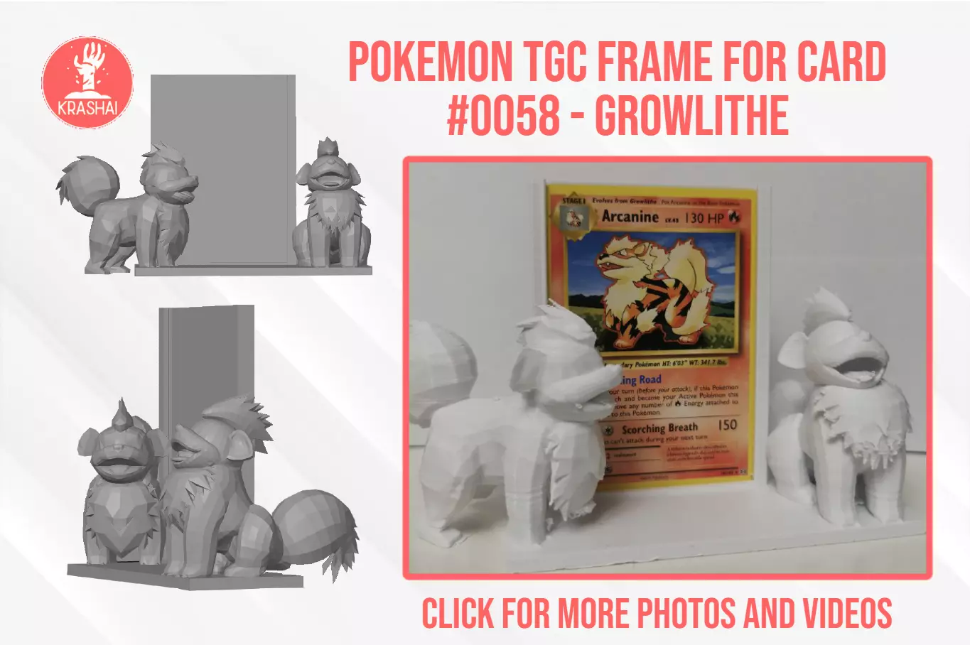Growlithe Pokemon TCG frame for card 3D print model_0