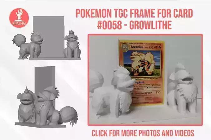 Growlithe Pokemon TCG frame for card 3D print model