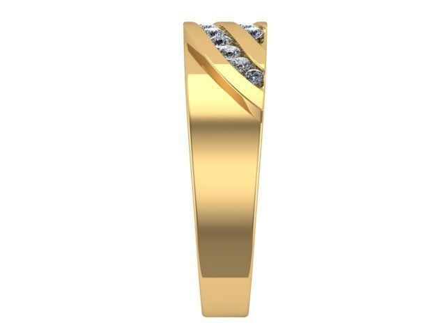 Golden Round Diamond Ring 3D print model_2