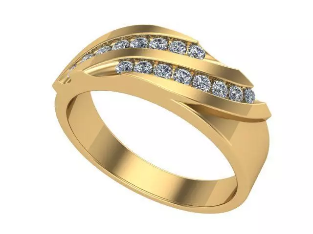 Golden Round Diamond Ring 3D print model_0