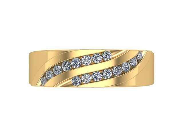 Golden Round Diamond Ring 3D print model_1