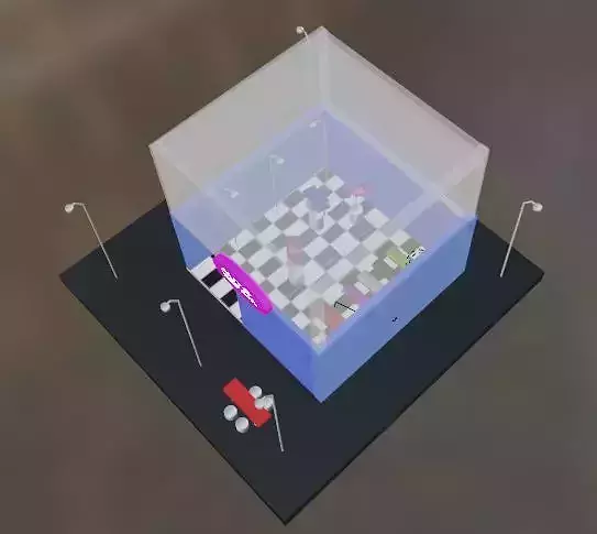 Retro 3d auto shop - low poly made with blender 3d Low-poly 3D model
