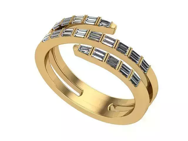 Baguette Straight and Custom Baguette Three Row Diamond Ring