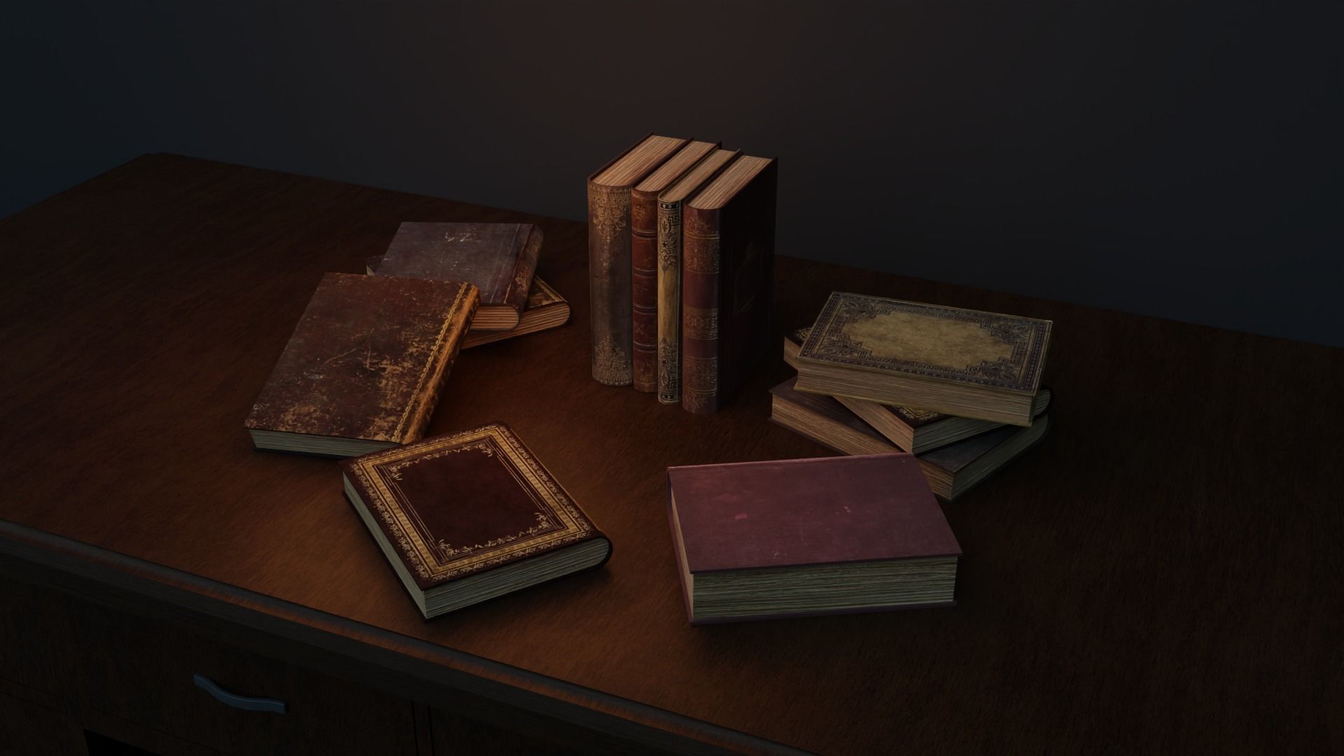 Old Books Asset Low-poly 3D model_5