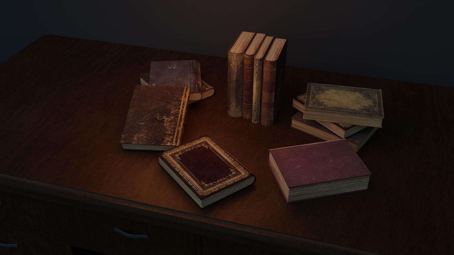 Old Books Asset Low-poly 3D model_3