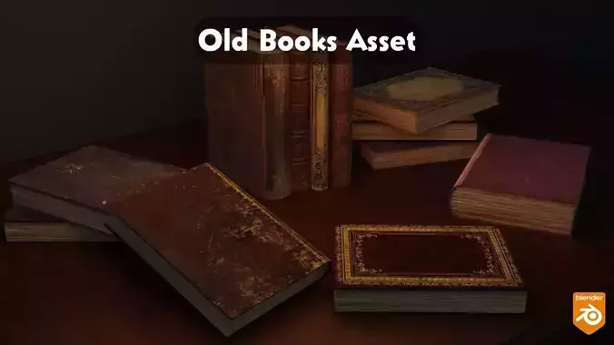 Old Books Asset Low-poly 3D model