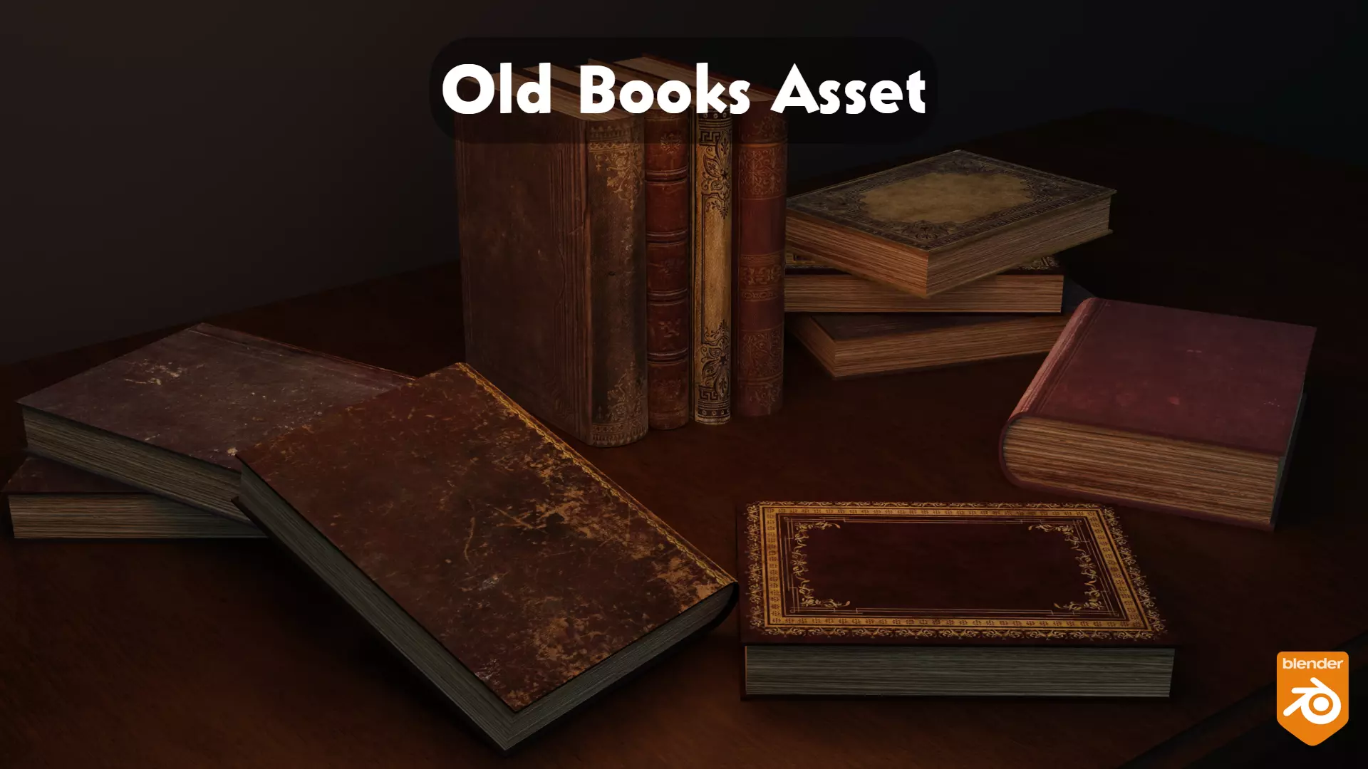 Old Books Asset Low-poly 3D model_0