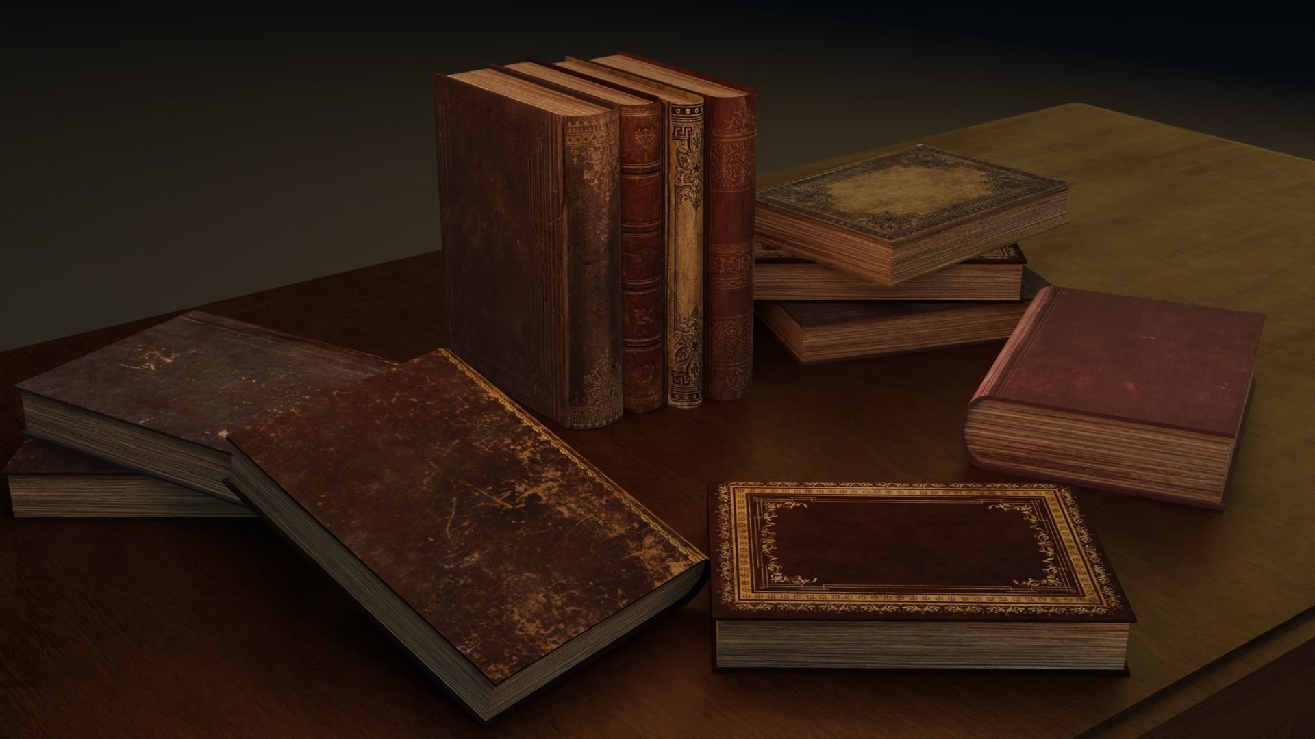 Old Books Asset Low-poly 3D model_6