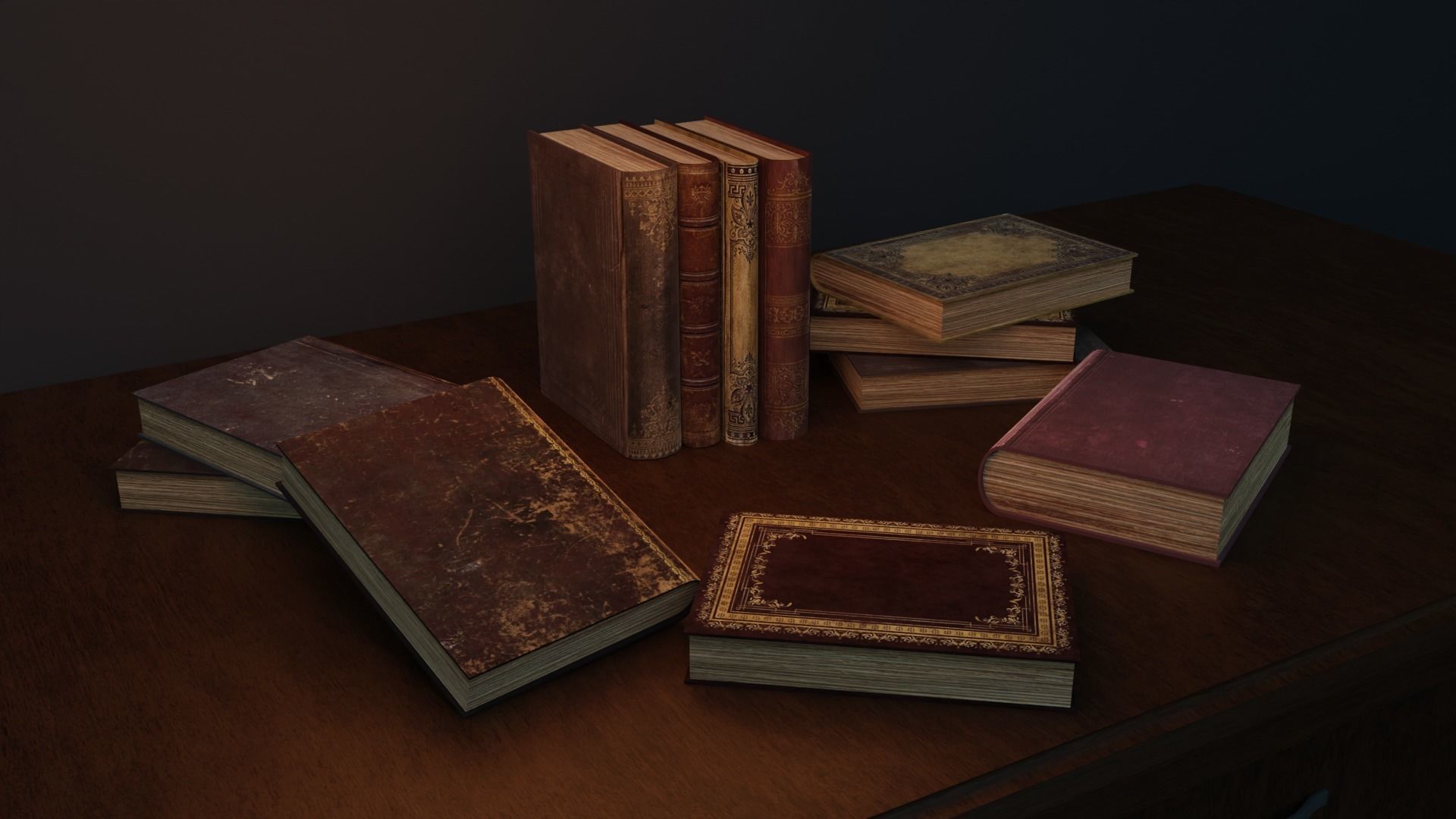 Old Books Asset Low-poly 3D model_7