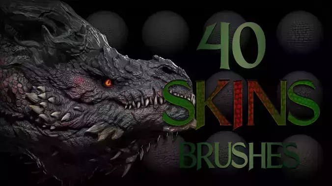 40 Dragons and Reptiles Skins Brush  Alphas Texture