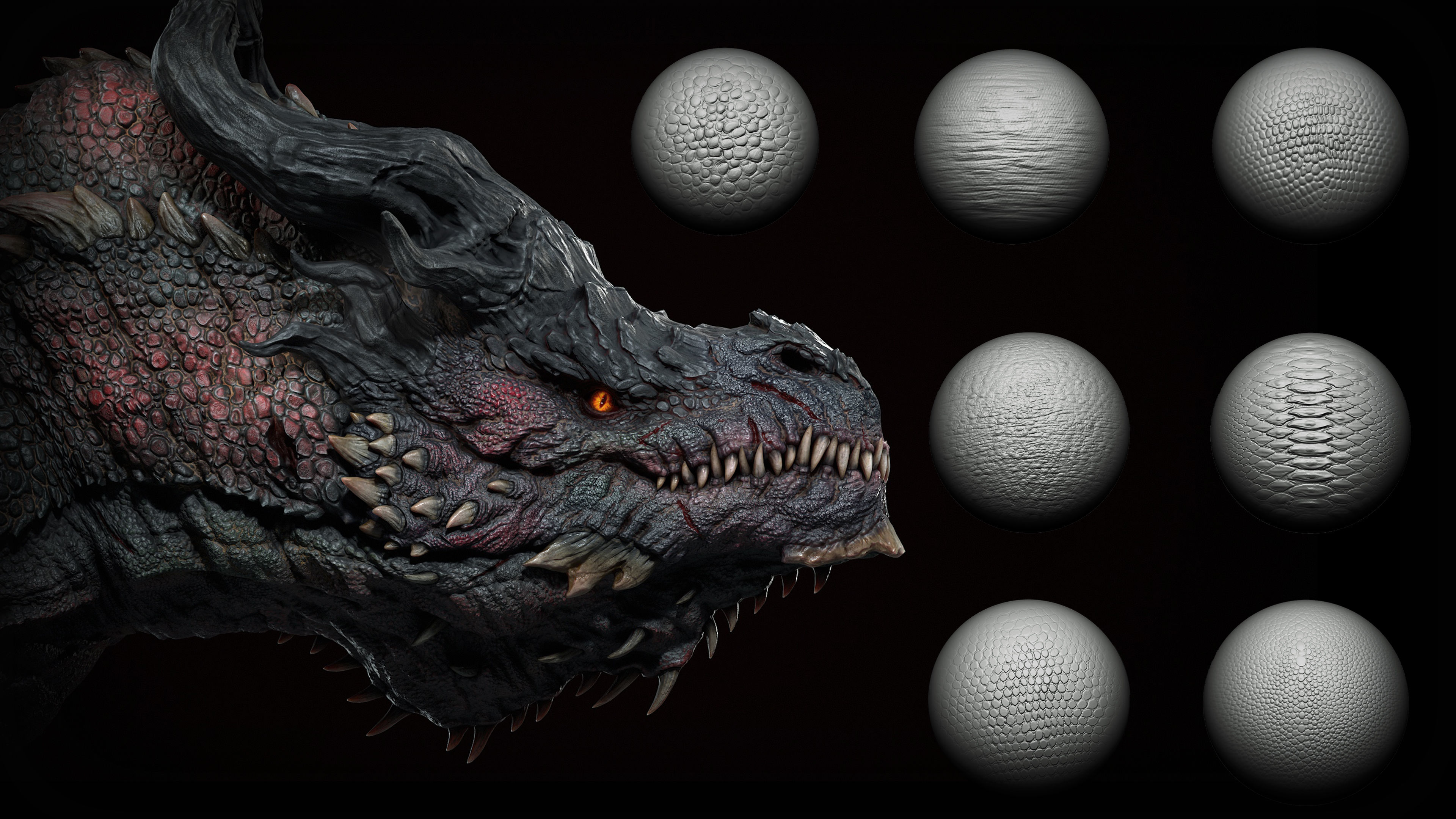 40 Dragons and Reptiles Skins Brush  Alphas Texture_1