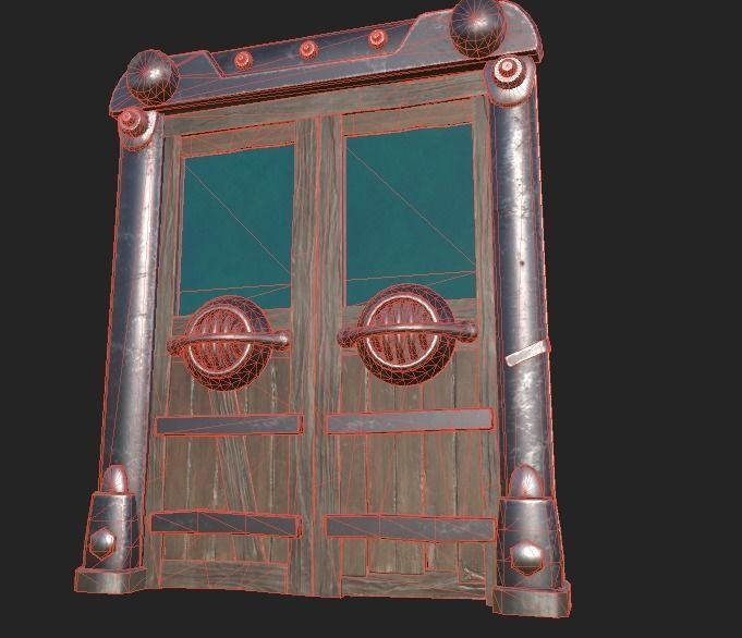 Cave Door Low-poly 3D model_4