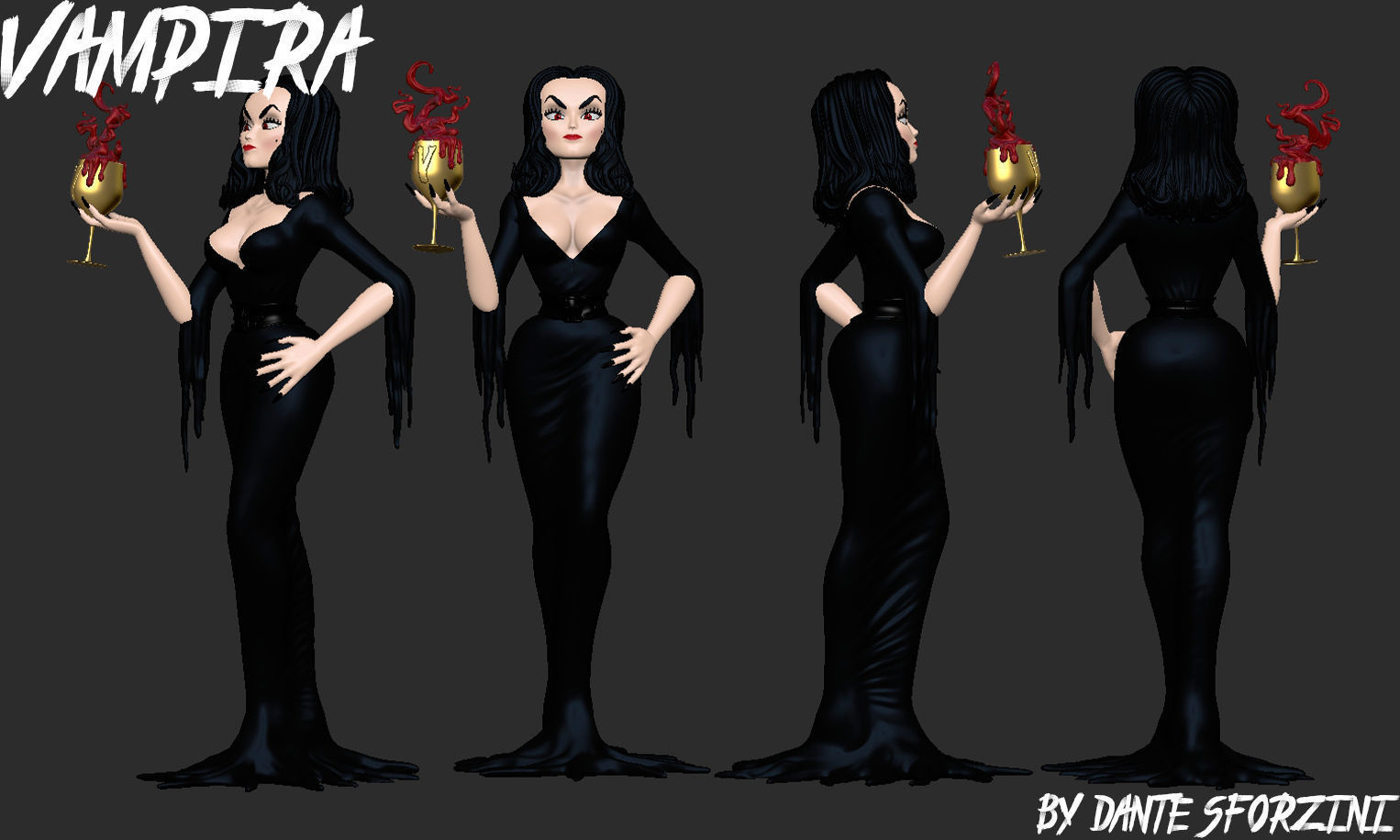 Vampira Figurine 3D print model_2