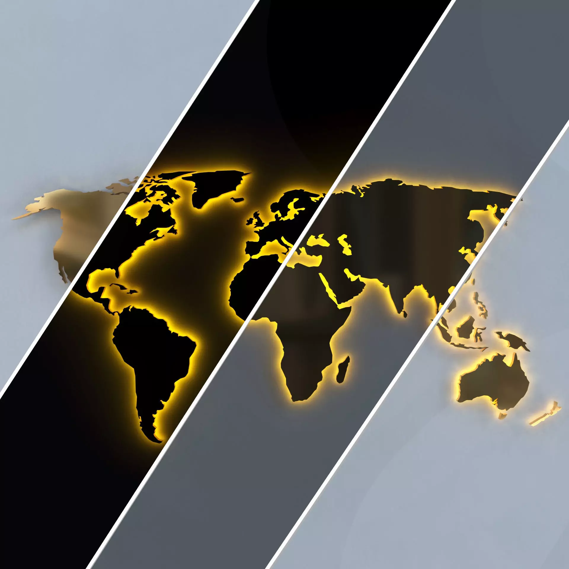 3D model of world map wall decoration with light 3D model_0