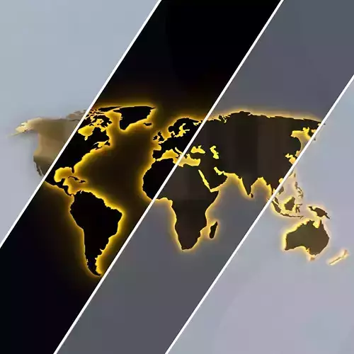 3D model of world map wall decoration with light 3D model