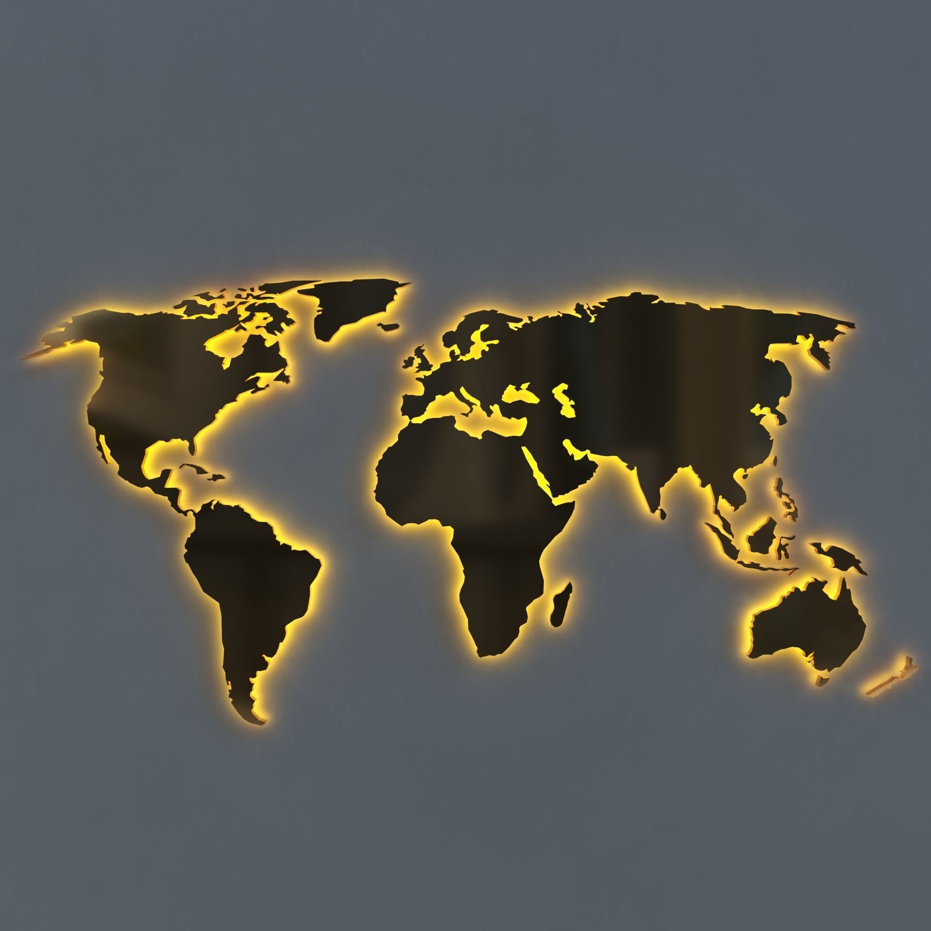 3D model of world map wall decoration with light 3D model_3