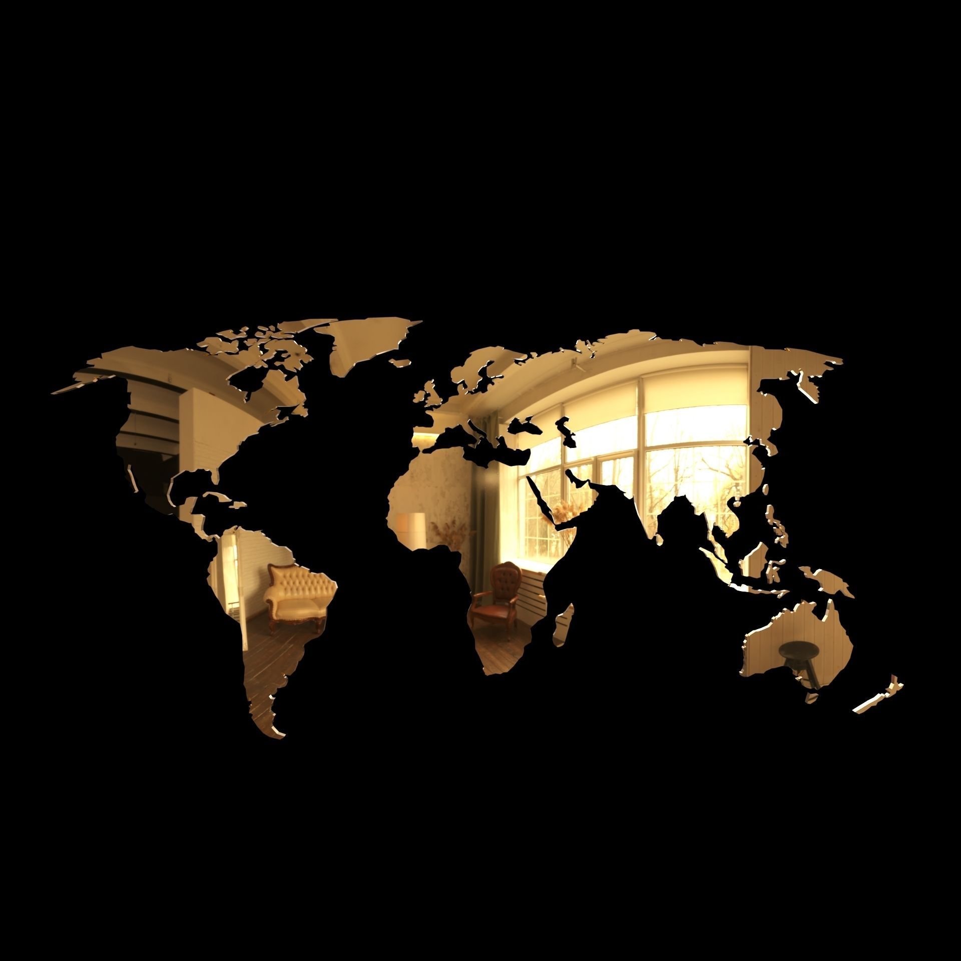 3D model of world map wall decoration with light 3D model_20