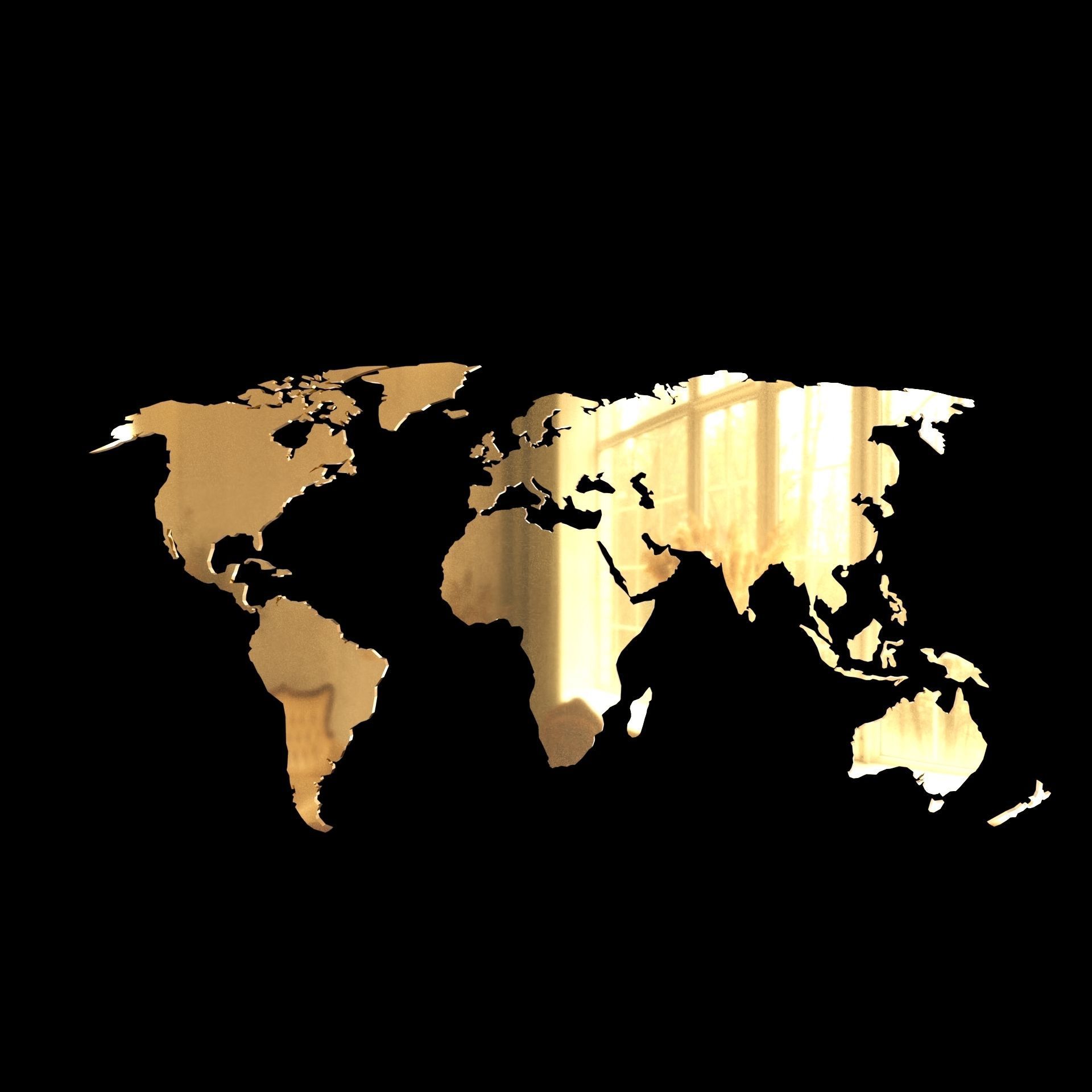 3D model of world map wall decoration with light 3D model_18