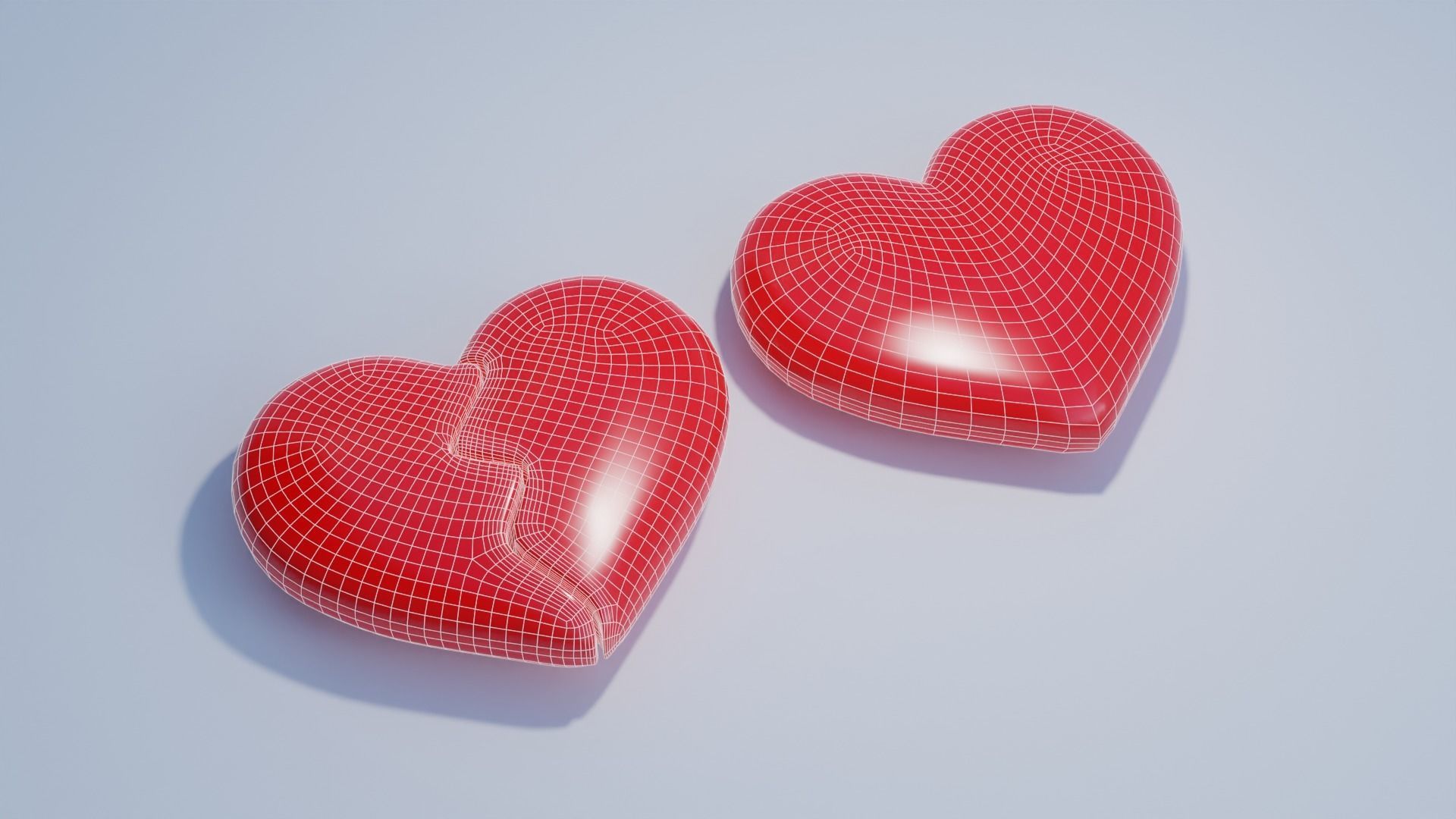 Cartoon Hearts Low-poly 3D model_1