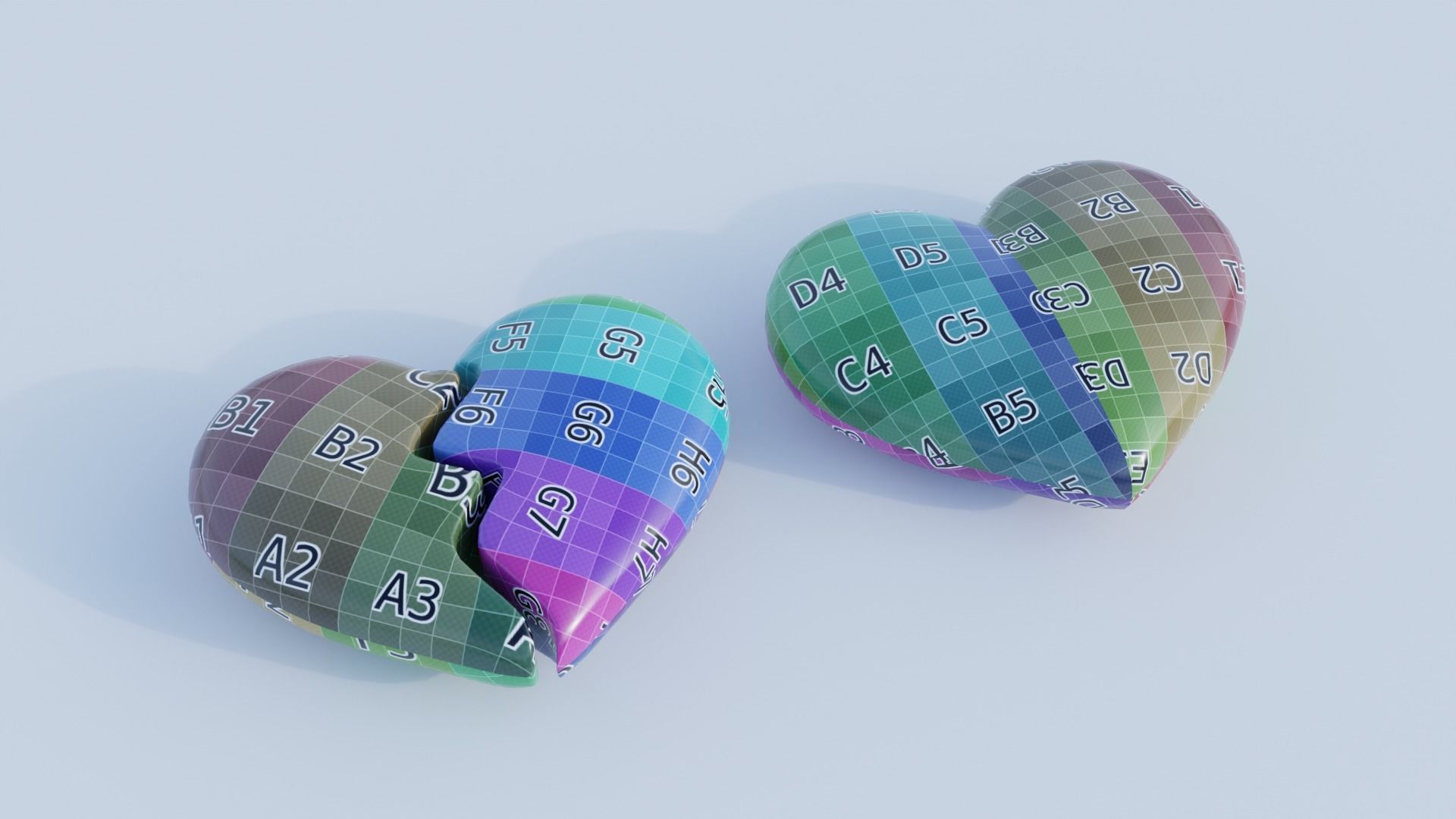 Cartoon Hearts Low-poly 3D model_6