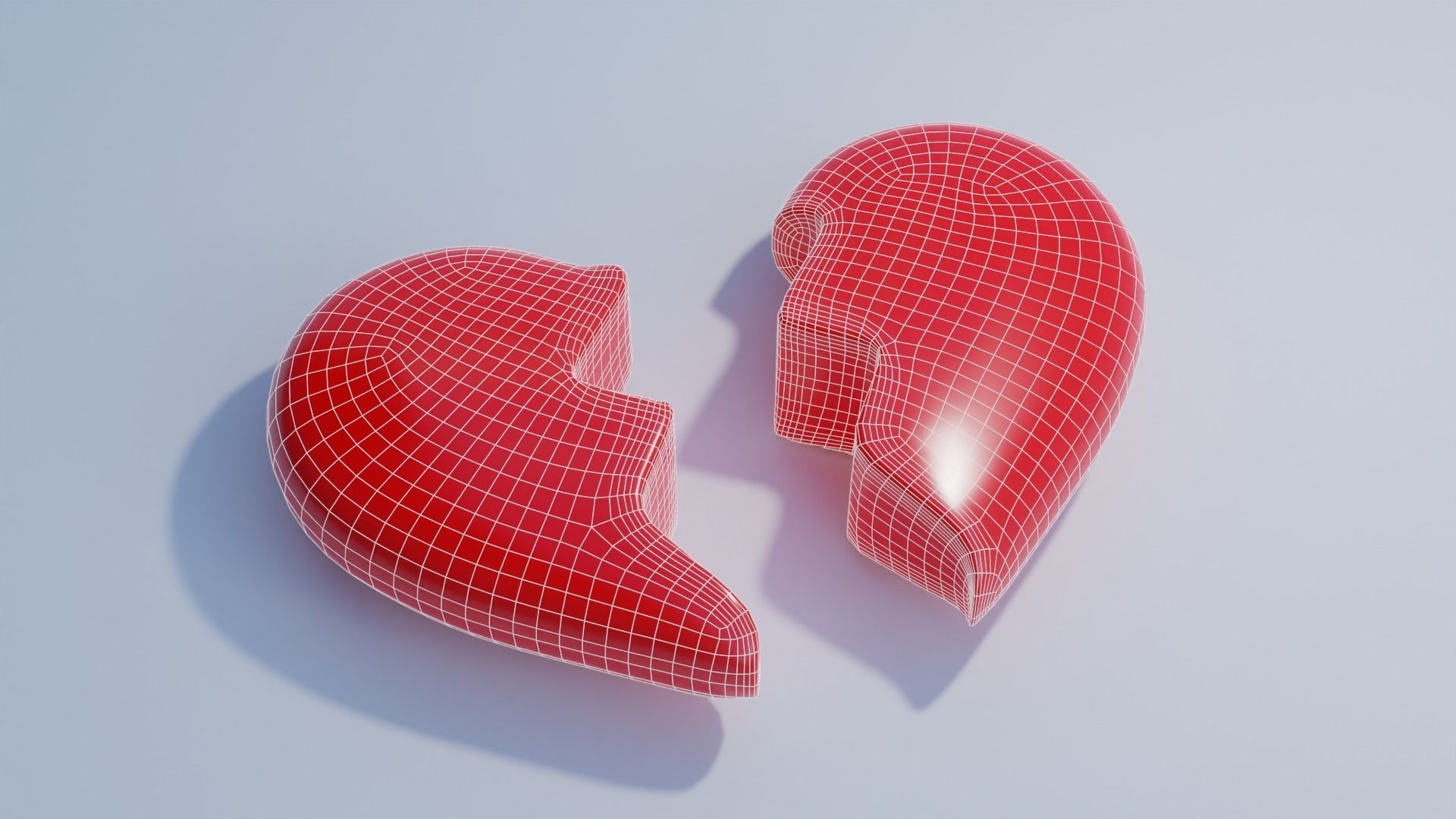 Cartoon Hearts Low-poly 3D model_4