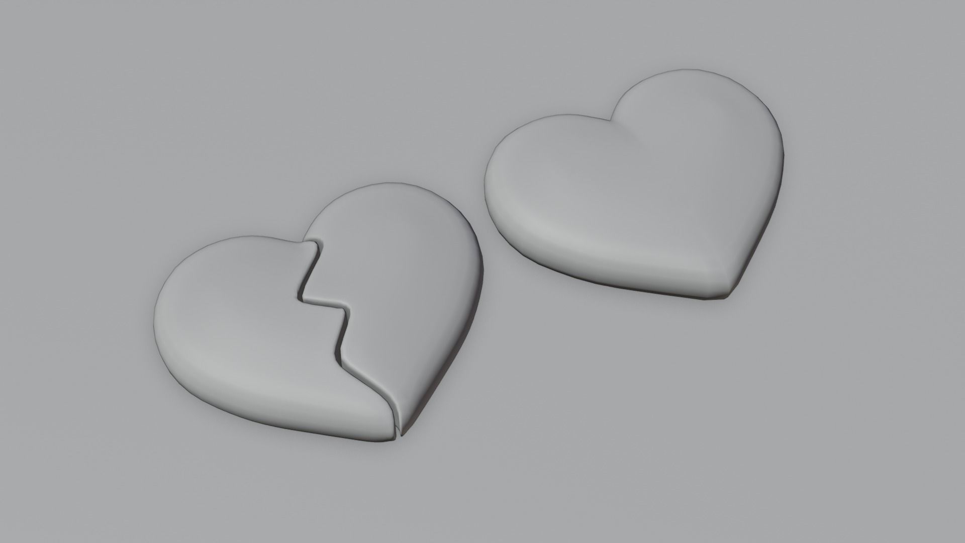 Cartoon Hearts Low-poly 3D model_2