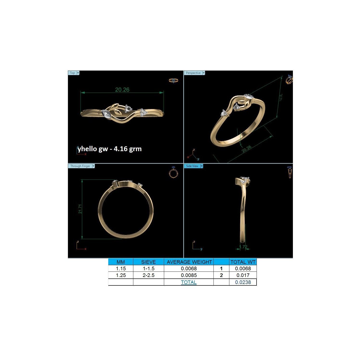 Women Wedding Engagement Ring STL OBJ FBX Renders Details 3D print model_20