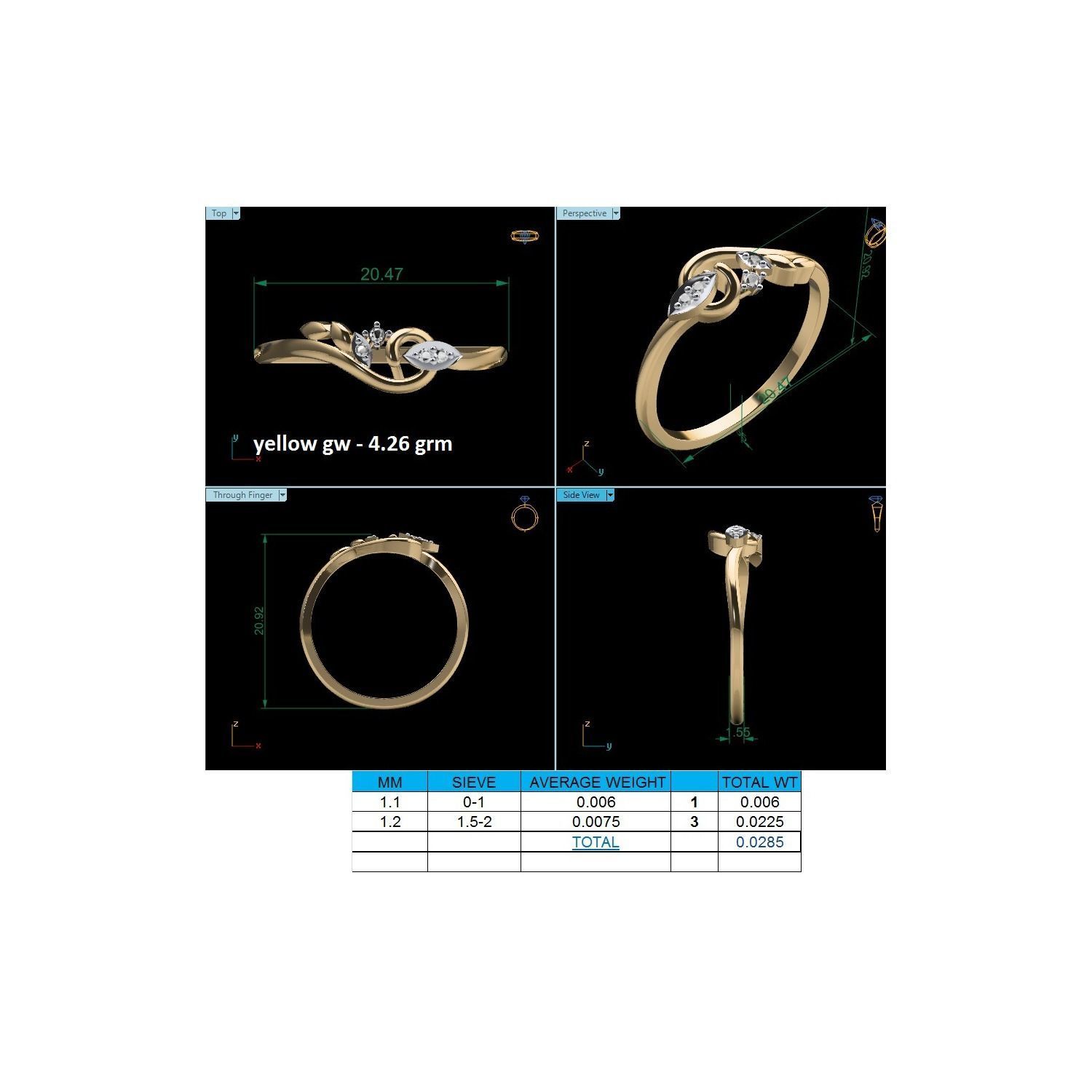 Women Wedding Engagement Ring STL OBJ FBX Renders Details 3D print model_18