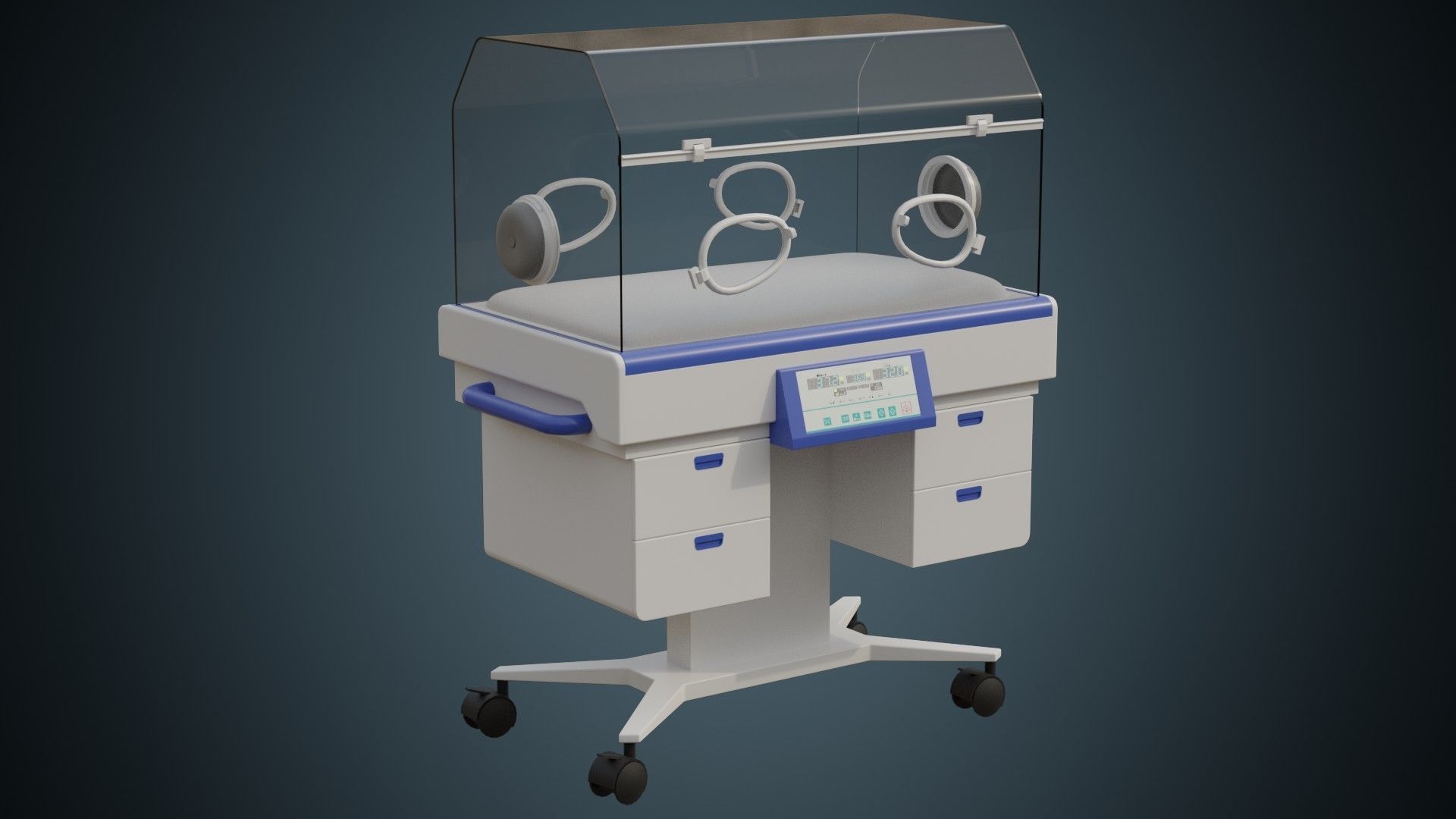 Infant Incubator 1 Basic  Low-poly 3D model_1