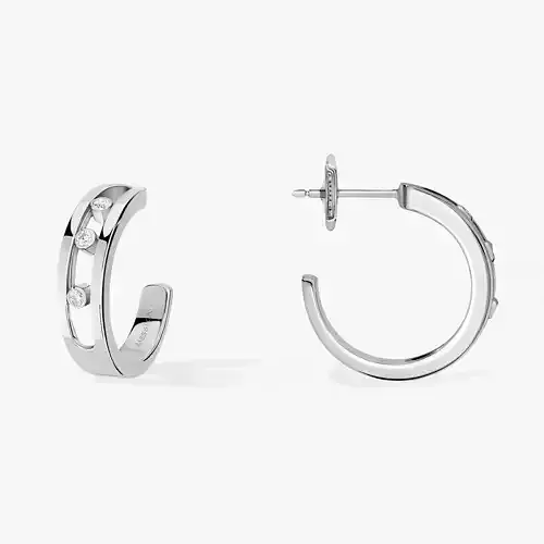 WHITE GOLD DIAMOND EARRINGS MOVE HOOP