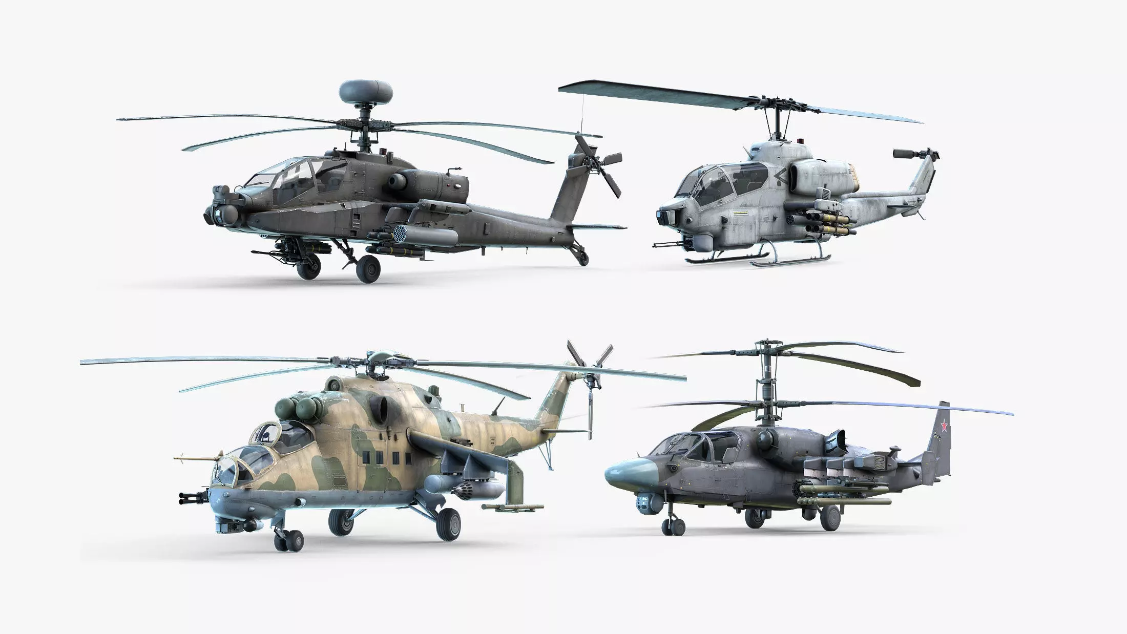 Attack Helicopters Set 3D Model Collection_0