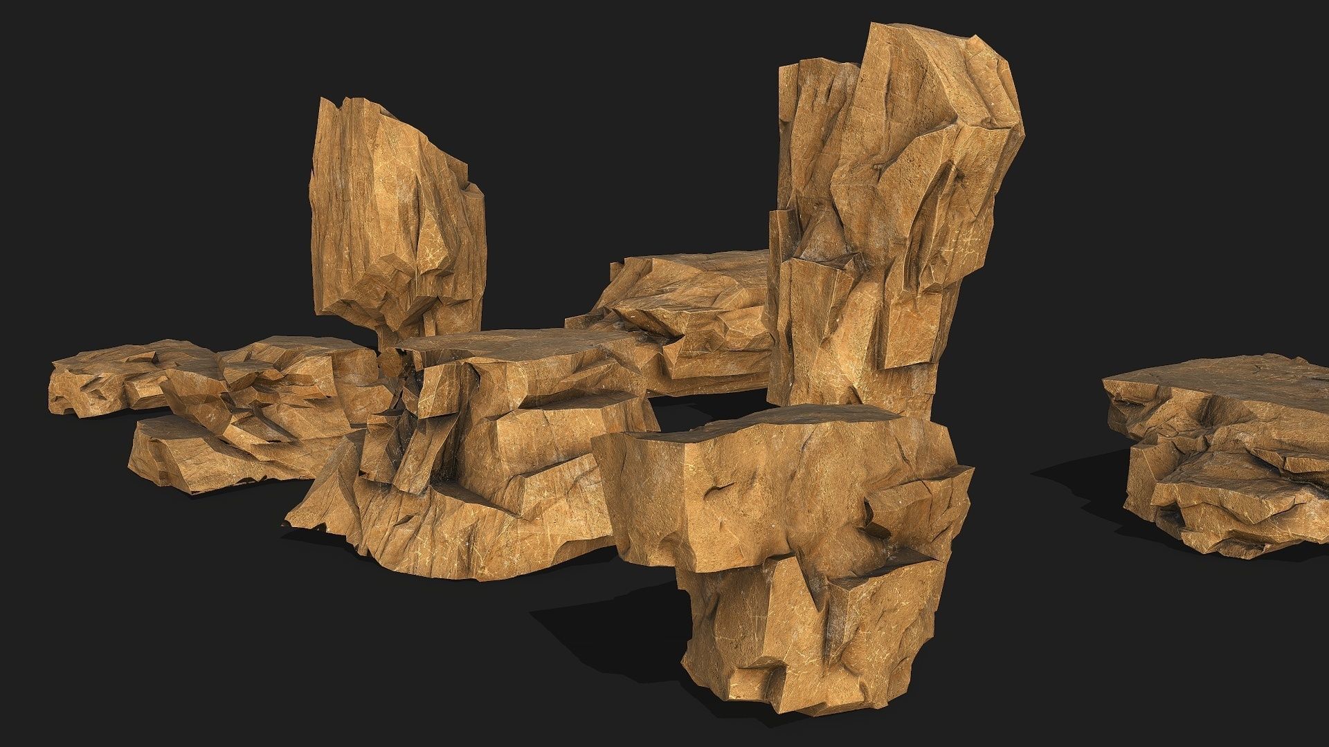 desert rocks - 3D Models PBR Pack 10 Low-poly 3D model_2