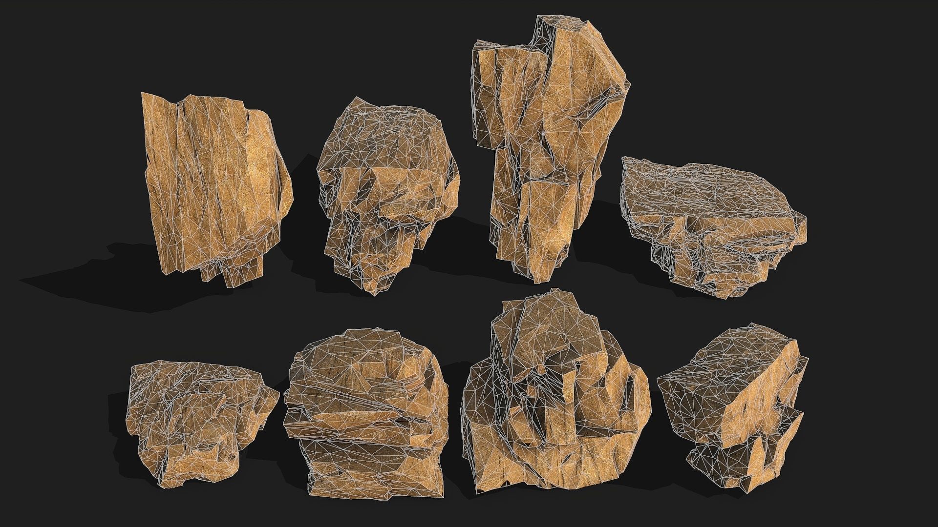 desert rocks - 3D Models PBR Pack 10 Low-poly 3D model_1