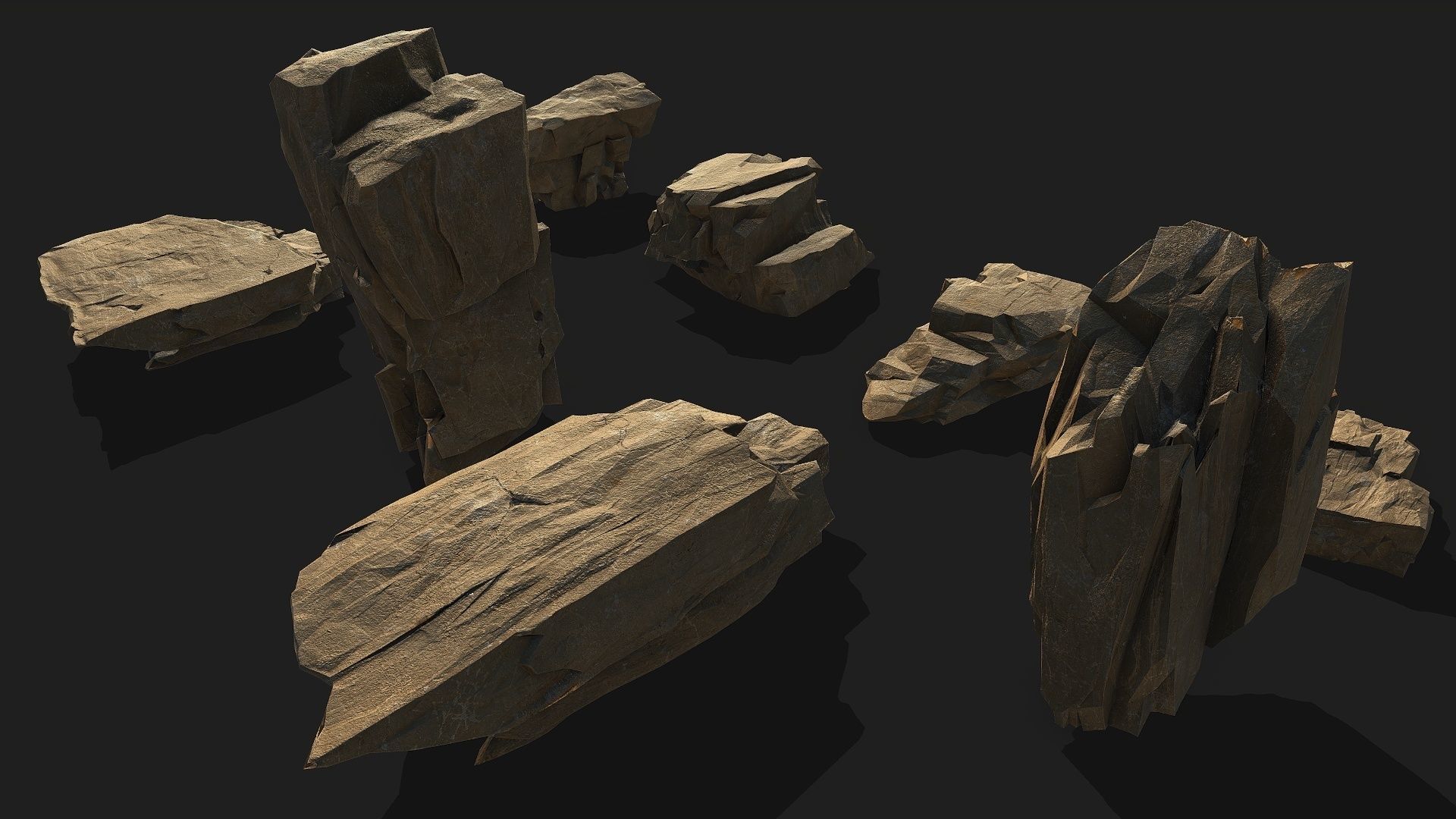 desert rocks - 3D Models PBR Pack 10 Low-poly 3D model_4