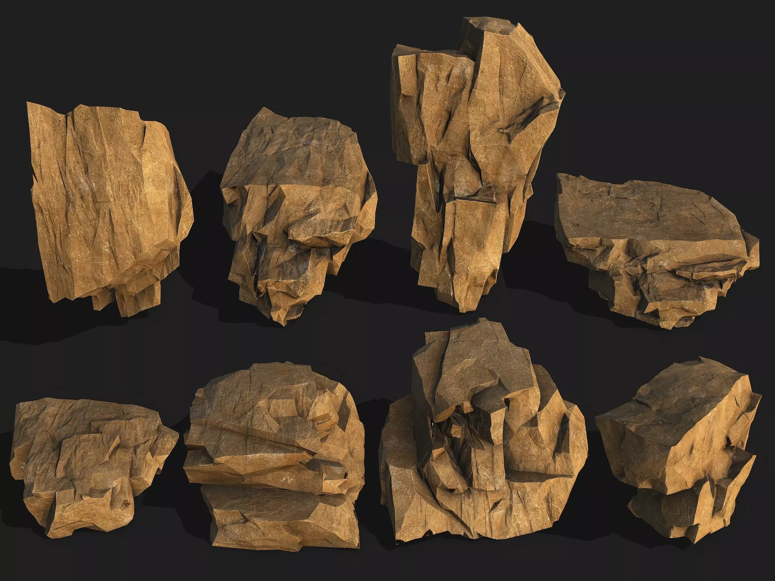 desert rocks - 3D Models PBR Pack 10 Low-poly 3D model_0