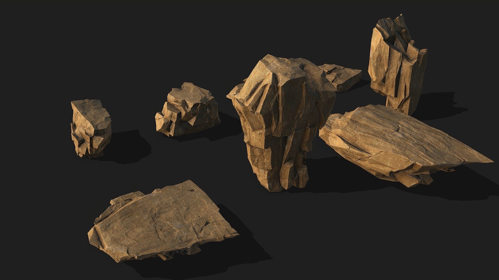desert rocks - 3D Models PBR Pack 10 Low-poly 3D model_5